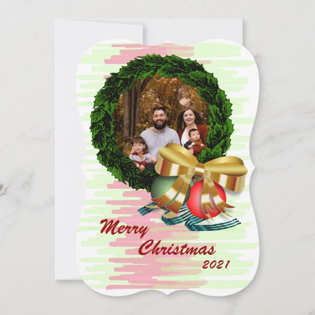 Photo Carte de voeux Appartement Wreath de Noël (Devant)