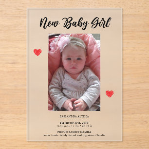 Photo Carte Faire-part Acrylique Frosted Birth