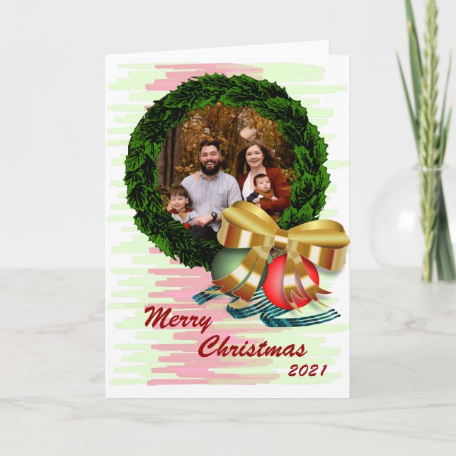 Photo Carte pliée de couronne de Noël (Devant)