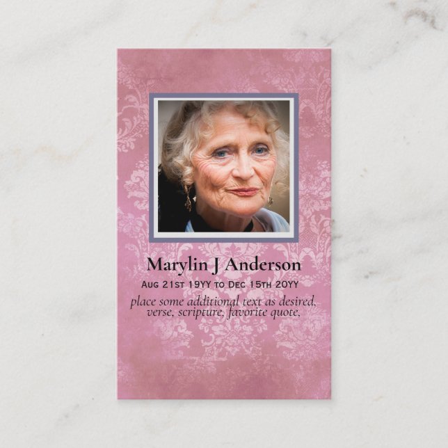 Photo Cartes de prière Célébration commémorative d (Devant)