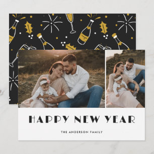 Photo Champagne et Lunettes Bonne année Carte