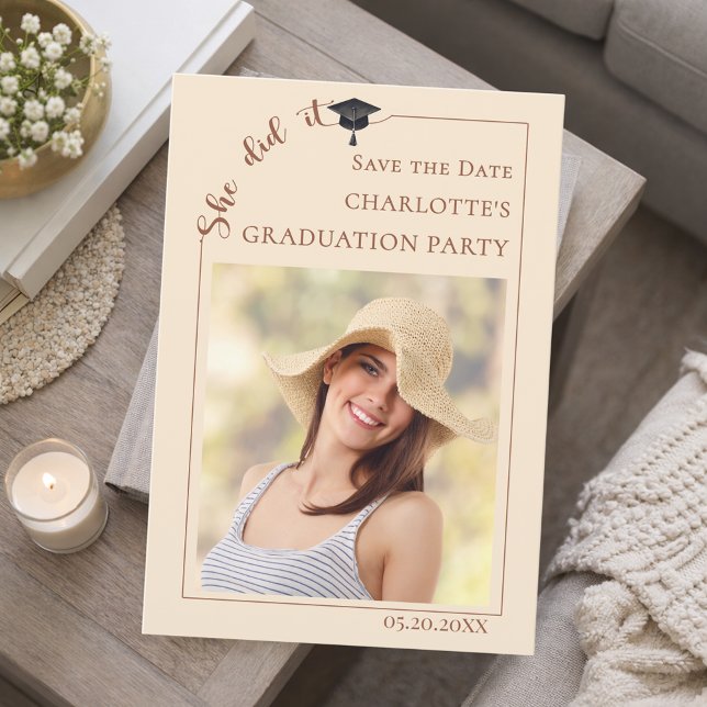 Photo Champagne Graduation party Save the Date (Créateur téléchargé)