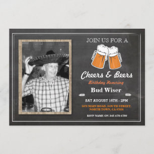 PHOTO CHEERS & BEERS Anniversaire Invitation