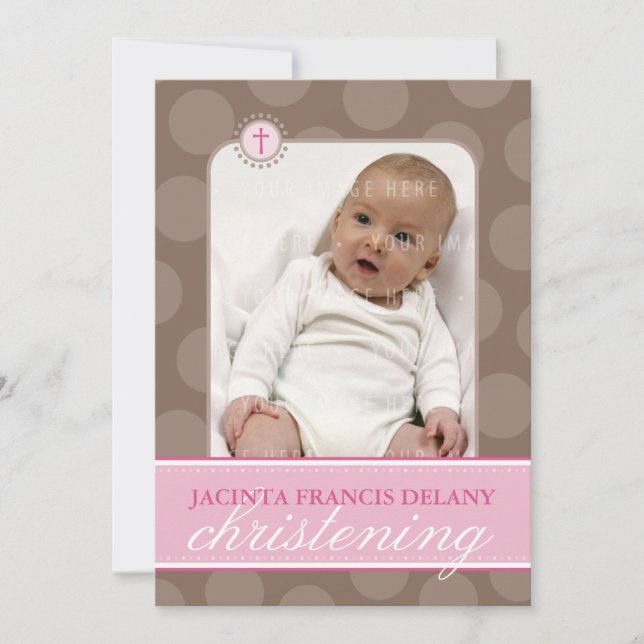 PHOTO CHRISTENING INVITATIONS :: polkadot 1P (Devant)