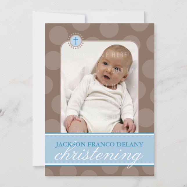 PHOTO CHRISTENING INVITATIONS :: polkadot 2P (Devant)