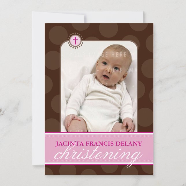 PHOTO CHRISTENING INVITATIONS :: polkadot 3P (Devant)