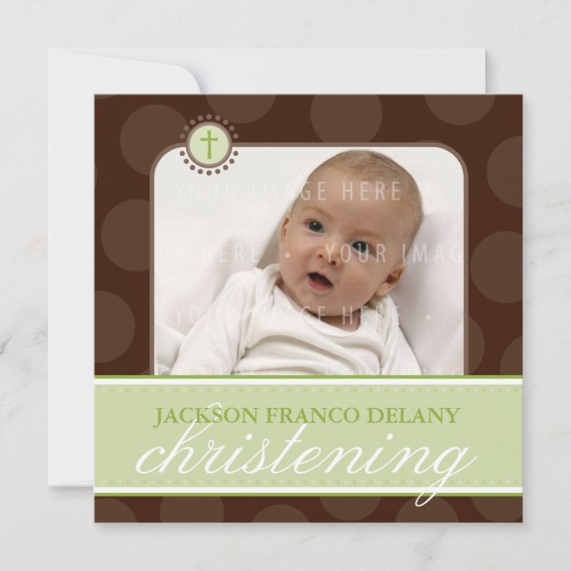 PHOTO CHRISTENING INVITATIONS :: polkadot 4SQ (Devant)