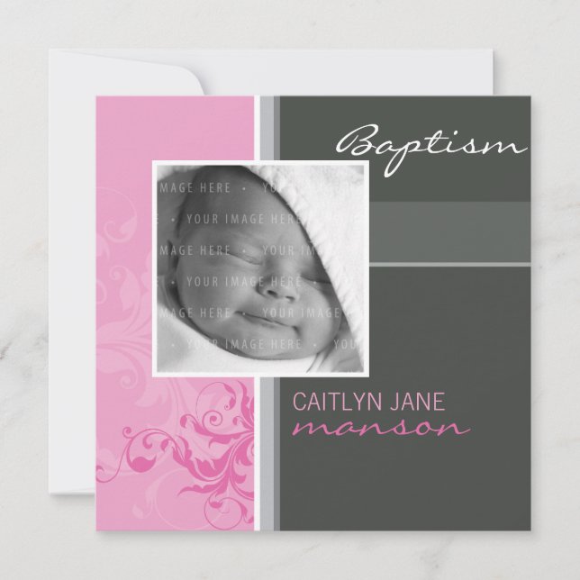 PHOTO CHRISTENING INVITATIONS :: posh 2SQ (Devant)