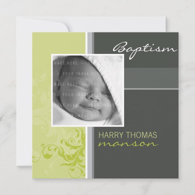 PHOTO CHRISTENING INVITATIONS :: posh 4SQ (Devant)