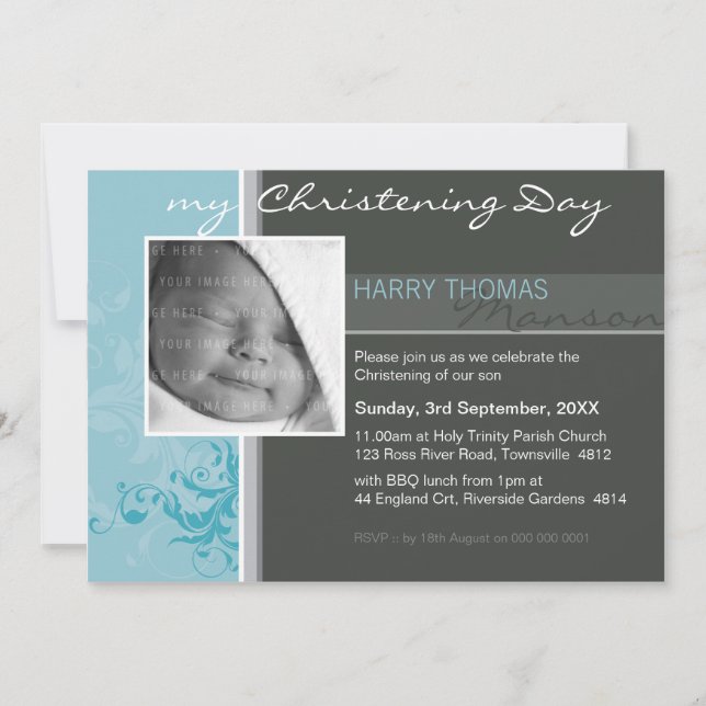 PHOTO CHRISTENING INVITATIONS :: posh 5L (Devant)