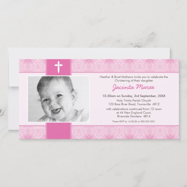 PHOTO CHRISTENING INVITATIONS : pretty 2L (Devant)