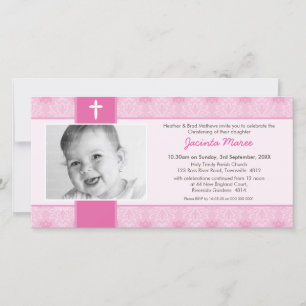 PHOTO CHRISTENING INVITATIONS : pretty 2L