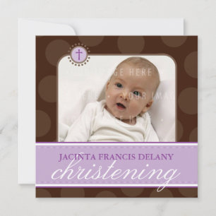 PHOTO CHRISTENING INVITES :: polkadot 7SQ Einladung