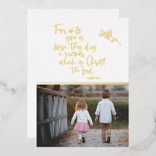 Photo Christian Gold Foil Carte de Noël