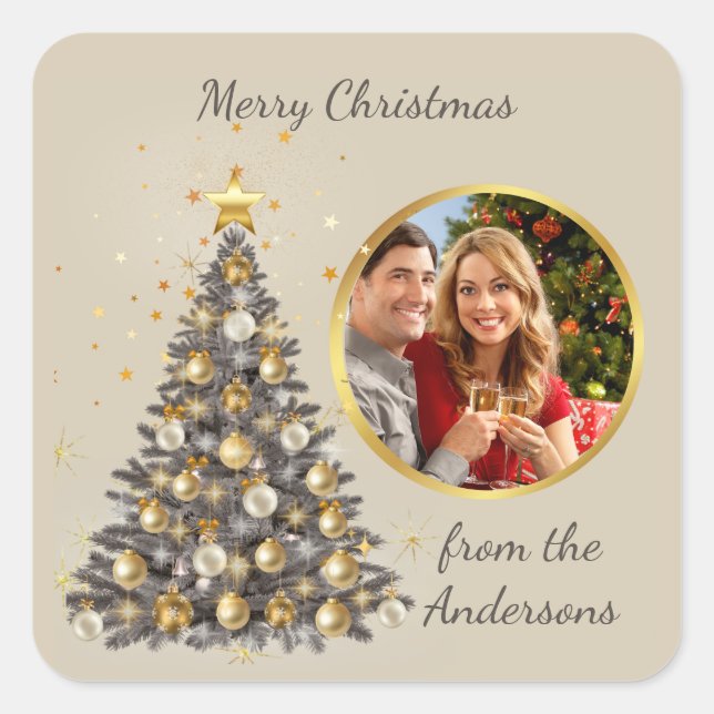 Photo Christmas Sticker - Elegant Style (Vorderseite)