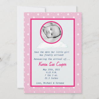 PHOTO circulaire 5x7 sur un Faire-part de naissanc