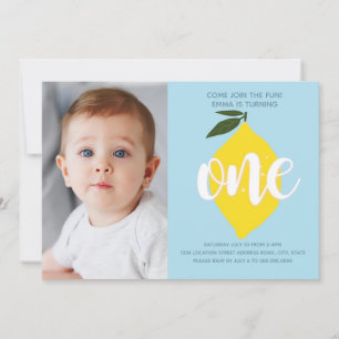 Photo Citron bleu Première Invitation Anniversaire
