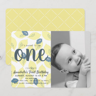 Photo citron & feuille 1er anniversaire Invitation