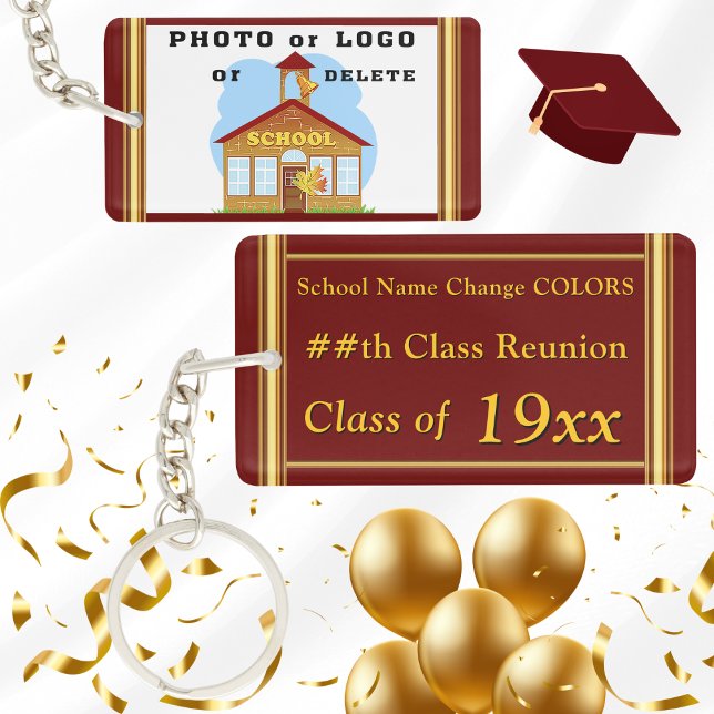 Photo Classe personnalisée Cadeaux de Réunion, Sou (High School Reunion Souvenirs. Personalized class reunion keychains. 50 year High school reunion.)