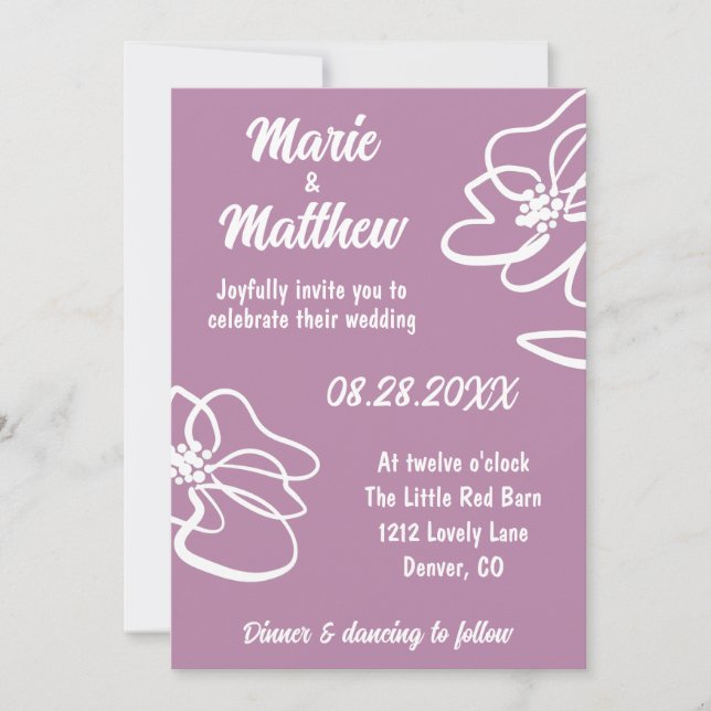 Photo classique Pale Mauve Floral Faire-part de ma (Devant)
