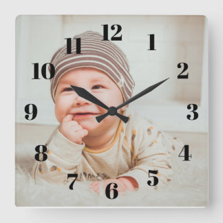 Photo Clock Custom Wall Clock Add Your Own Photo Quadratische Wanduhr