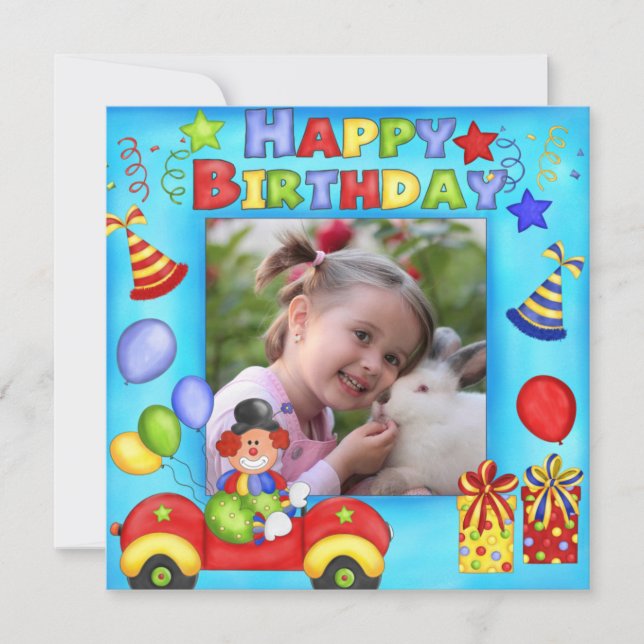 Photo Clown Anniversaire Fête Invitation (Devant)