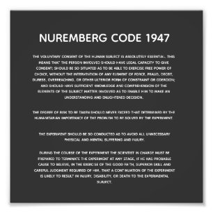 Photo Code de Nuremberg. Impression acrylique