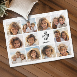 Photo Collage - 11 Pics with a text block 2 lines Fleecedecke