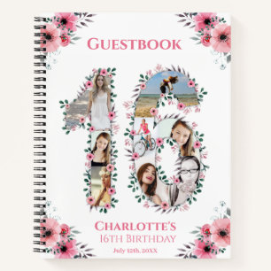 Photo Collage 16e Anniversaire Rose Flower livre d
