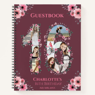 Photo Collage 16e Anniversaire Rose Flower livre d