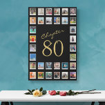 Photo Collage 80th Birthday Chapter 80 Large Künstlicher Leinwanddruck<br><div class="desc">Give your loved one a timeless, lasting reminder of their 80th milestone birthday with our Photo Collage 80th Birthday Chapter 80 Large Faux Canvas Print. This beautiful canvas features 32 of their favorite photos all artfully collaged together for a stunning 3 foot by 2 foot design. This print is sure...</div>