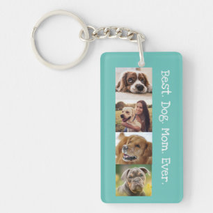 Photo Collage Best Dog Mom Ever Fun Turquoise Blan