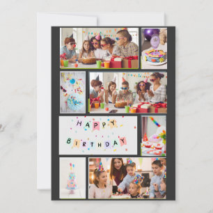Photo Collage Carte Anniversaire - Gris Noir 7 Cad