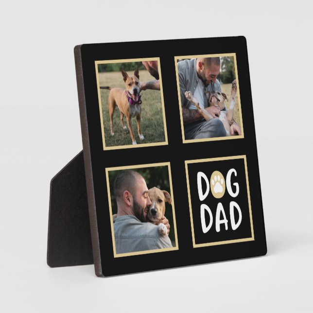 Photo Collage Chien Papa Empreinte de patte Plaque (Recto)
