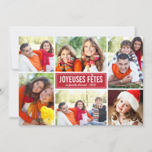 Photo Collage de Noël Carte de Voeux   en Rouge Feiertagskarte