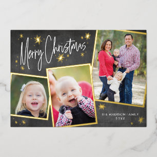 Photo Collage de Noël Gold Foil Carte de vacances