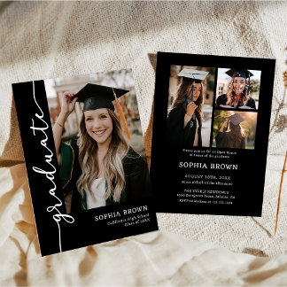 Photo Collage Graduate Graduation Party Invitation Einladung