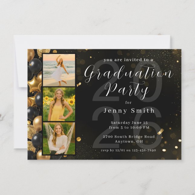 Photo Collage Graduation Party Invitation (Devant)