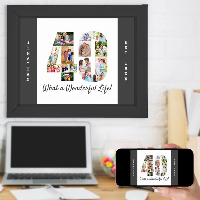 Photo Collage in Number 40 Shape for 40th Birthday Poster (Von Creator hochgeladen)