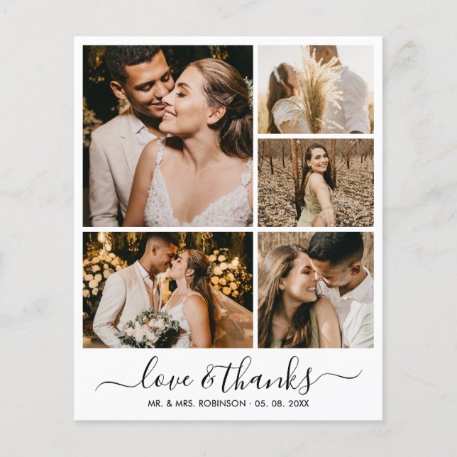 Photo Collage Love and Thanks Wedding Thank You  (Vorderseite)