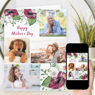 Photo Collage Magenta Floral Carte modifiable