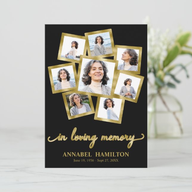 Photo Collage Memorial Funeral Cartes Pour Service (Debout devant)