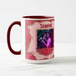 Photo Collage  Name Valentine's Day Floral Coffee Tasse