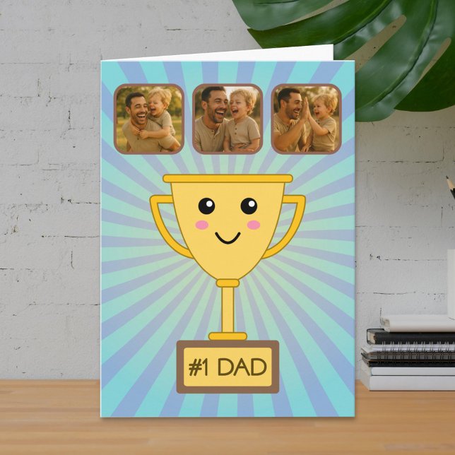 Photo Collage Number 1 Dad Trophy Karte (Von Creator hochgeladen)