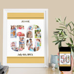 Photo Collage Number 50 Custom 50th Birthday Poster<br><div class="desc">Custom Poster with number 50 photo collage - perfect for a unique 50th birthday gift. The poster is white with neutral beige sand / muted yellow borders and bronze modern typography. The photo collage holds up to 16 of your current favorite family photos or create your own timeline of the...</div>