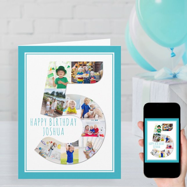 Photo Collage Numéro 5 Carte de 5e anniversaire du (Créateur téléchargé)