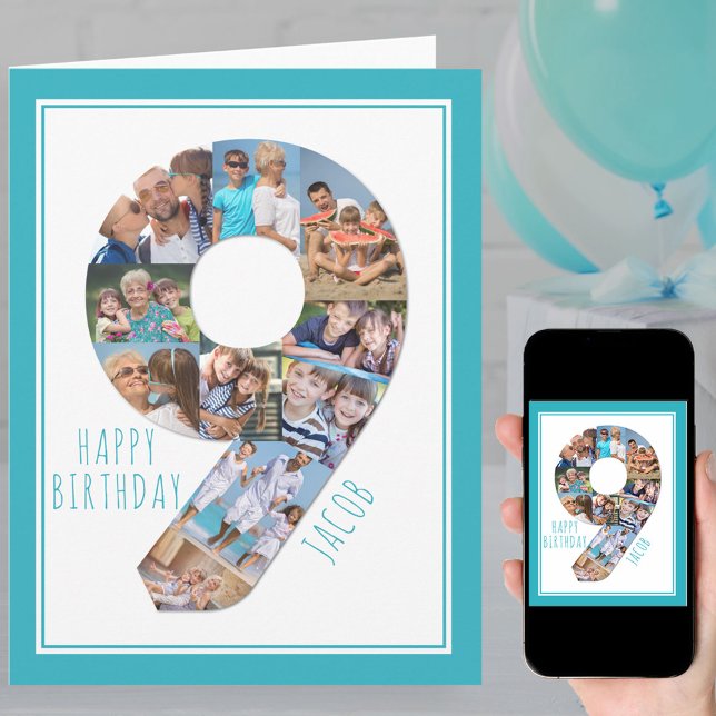 Photo Collage Numéro 9 Carte d'anniversaire du gar (Créateur téléchargé)