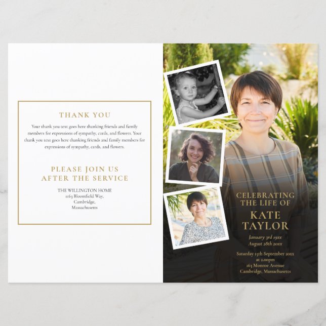 Photo Collage Ordre de service Programme funéraire (Devant)