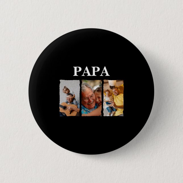 Photo Collage Papa D Gift  Button (Vorderseite)