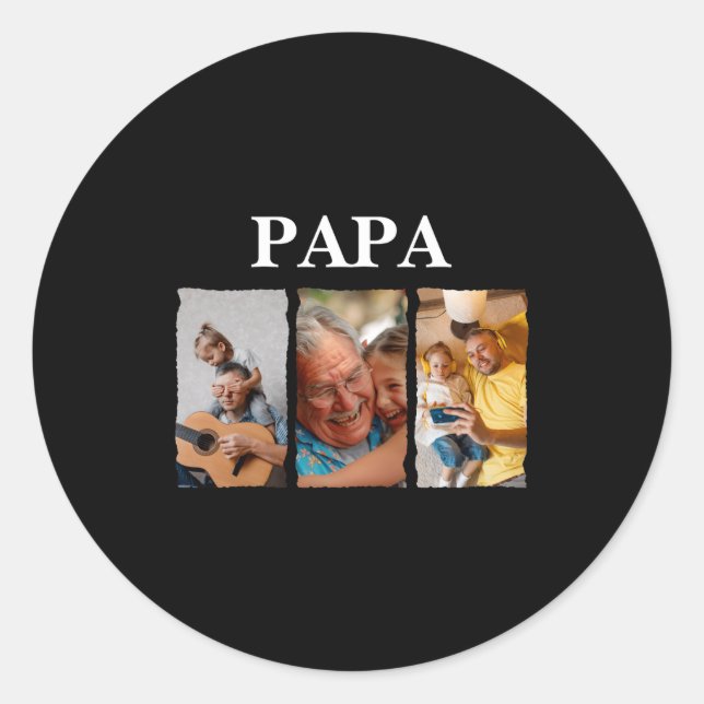 Photo Collage Papa D Gift  Runder Aufkleber (Vorderseite)